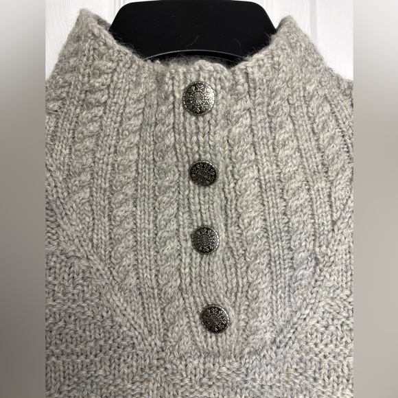 Lauren Ralph Lauren Womens Small Hand Knit 100% Wool Gray Cable Knit Sweater Vtg - Picture 3 of 5